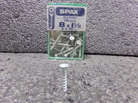 SPAX 1-1 2  Steel Multi-Material Screw, Flat Head, Zinc Finish, PK100 (183578988551-WTA35) For Sale