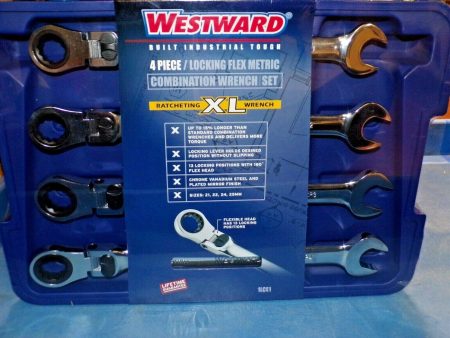 4pc WESTWARD JUMBO LOCKING FLEX GEAR RATCHETING WRENCH SET METRIC RATCHET 1LCE1 (183888035665-WTA01) Online Sale