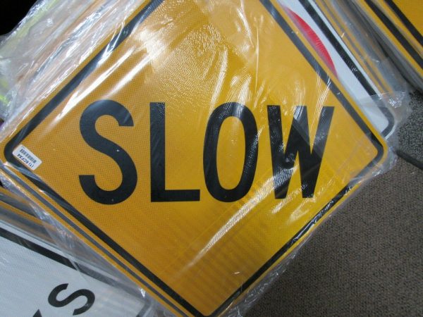 ZING 2332, Traffic Sign, Slow, 24 x 24, BK YEL, 6CFX4, (184179620913-NB8) Sale