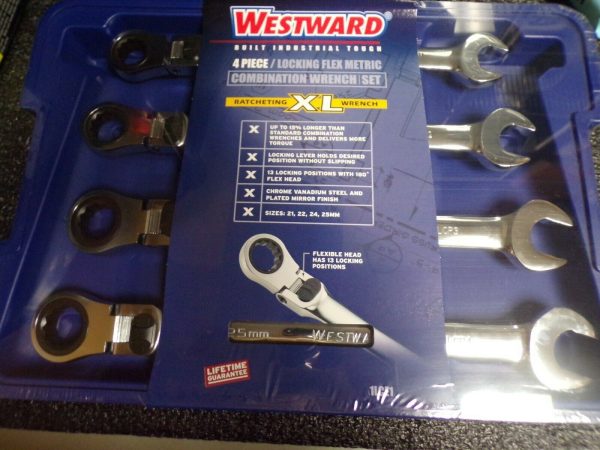 4pc WESTWARD JUMBO LOCKING FLEX GEAR RATCHETING WRENCH SET METRIC RATCHET 1LCE1 (183888035665-WTA01) Online Sale