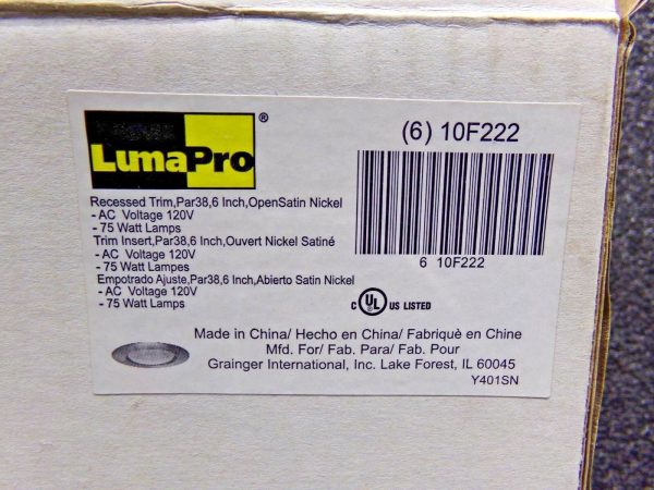 (6pk) Recessed Trim, Par38, Open LUMAPRO 10F222 (183598085054-WTA29) on Sale