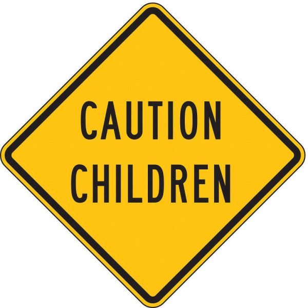 ZING 2395, Traffic Sign, Caution Children, 24 x 24In, BK YEL, 6AHJ5 (184175161995-NB8) Sale