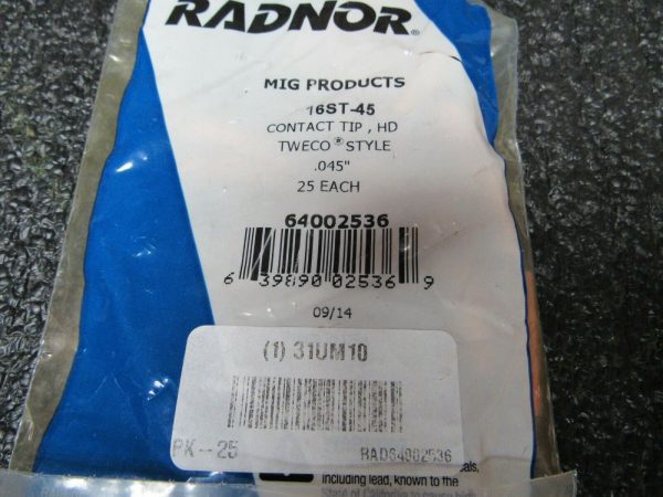 RADNOR Contact Tip, 0.045, Tweco, Heavy Duty, 64002536 (PK25) (184153490405-WTA06) Sale