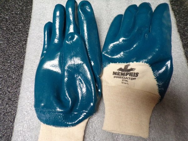 Memphis Predator Premium Nitrile-Coated Gloves Blue White Large 12 Pairs 9750 (183934062670-WTA02) Fashion