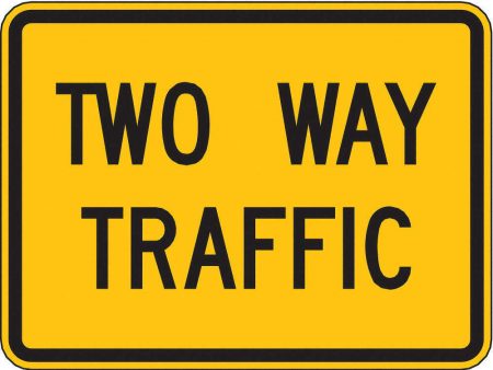 ZING 2392, Traffic Sign, Two Way Traffic ,18 X 24, BK YEL, 6AHJ2, (184180410928-NB10) Supply