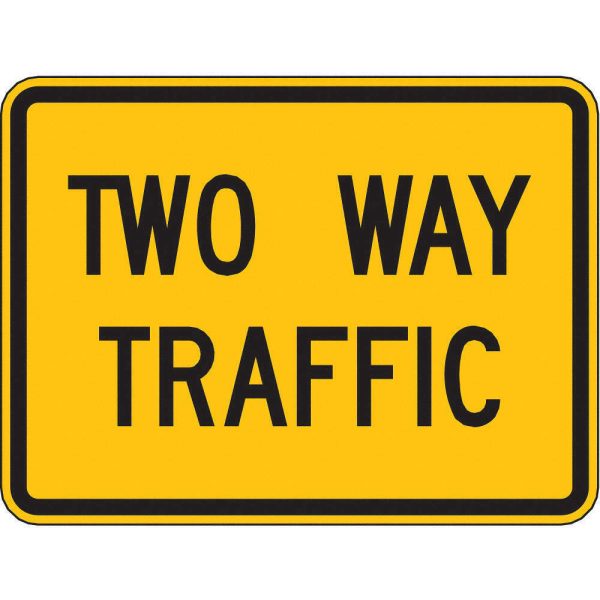 ZING 2392, Traffic Sign, Two Way Traffic ,18 X 24, BK YEL, 6AHJ2, (184180410928-NB10) Supply