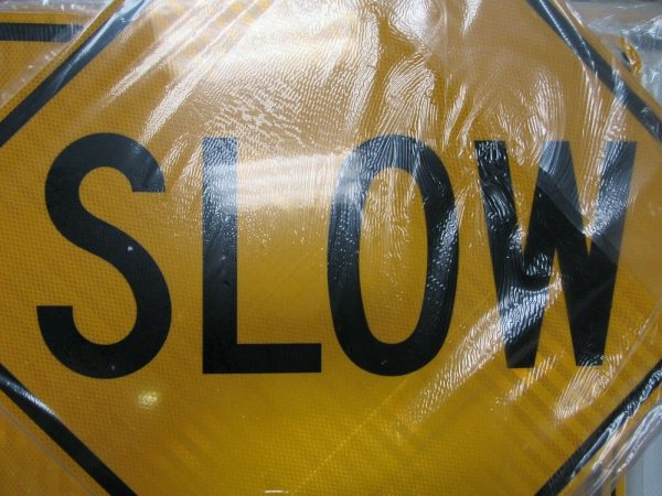 ZING 2332, Traffic Sign, Slow, 24 x 24, BK YEL, 6CFX4, (184179620913-NB8) Sale