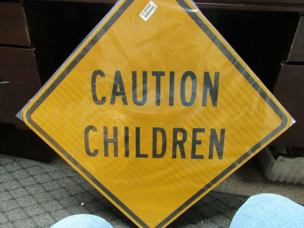 ZING 2395, Traffic Sign, Caution Children, 24 x 24In, BK YEL, 6AHJ5 (184175161995-NB8) Sale