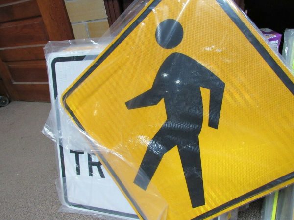 ZING 2318, Traffic Sign, Pedestrian Crossing, 24 X 24, BK YEL, 6CFW0 (184179679694-NB9) Online Sale