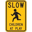 ZING 2397,Traffic Sign, Slow Children At Play ,18  X 24, BK YEL, 6AHJ7, (184180372091-NB10) For Sale