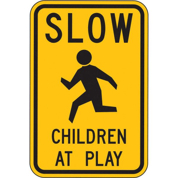 ZING 2397,Traffic Sign, Slow Children At Play ,18  X 24, BK YEL, 6AHJ7, (184180372091-NB10) For Sale